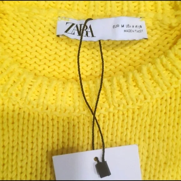NWT Zara Dress Knit Mini Sleeveless Yellow Sweater Chunky Gift - Picture 3 of 5